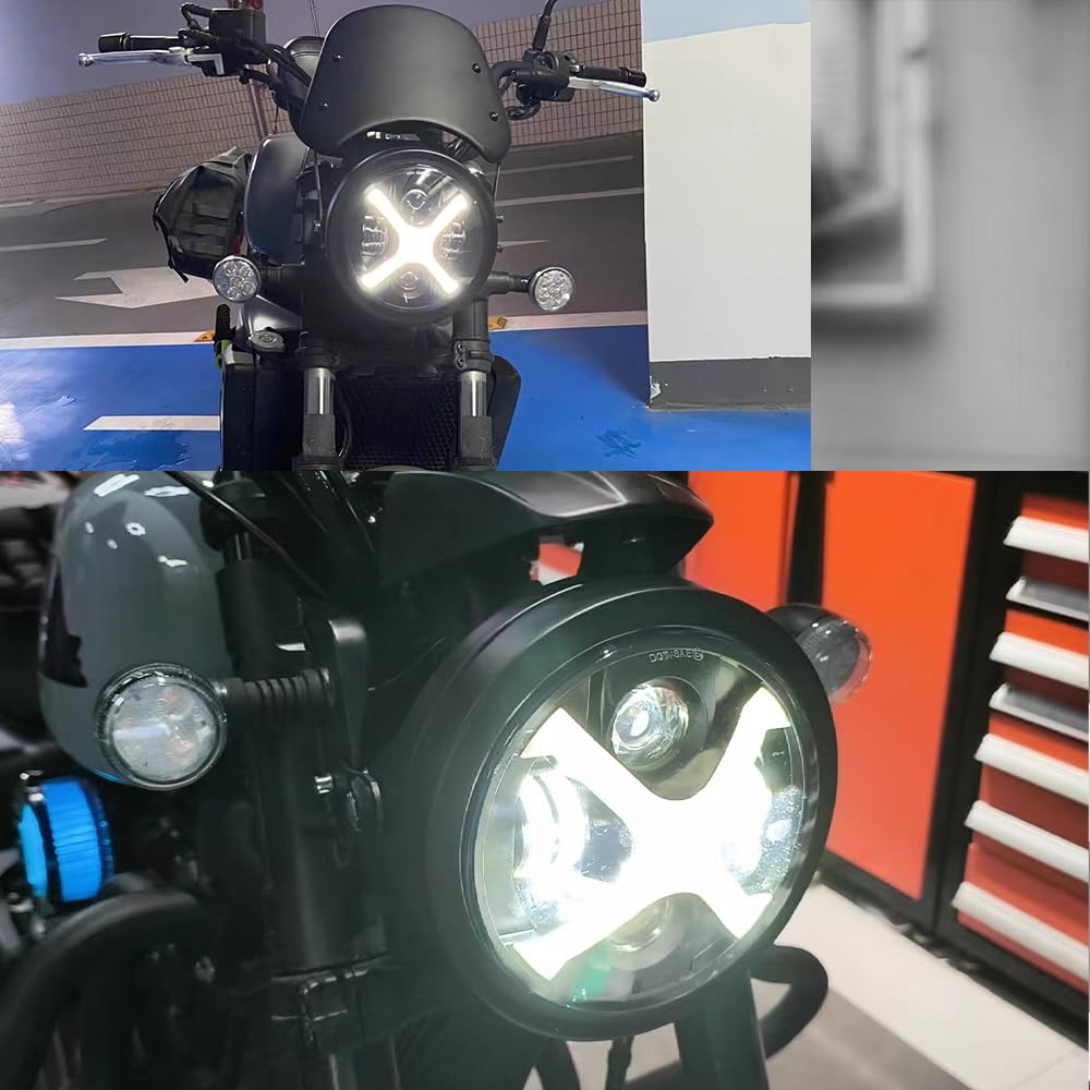 Amazon | Motikvans バイク ヘッドライトh4 led7インチ ヘッドライト